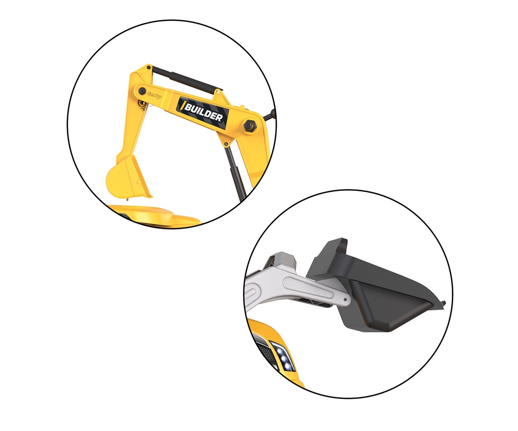 טרקטור שופל לילדים של חברת Smoby, דגם Builder Max Tractor & Trailer – תוצרת צרפת, כולל עגלה נגררת, כף קדמית ומחפרון אחורי – תמונה 2