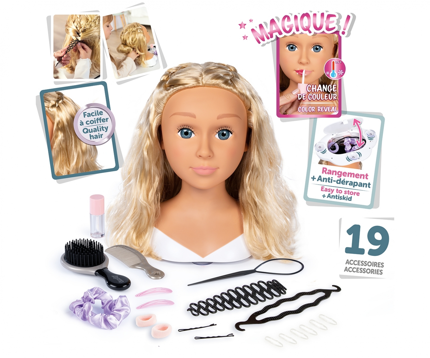 ראש עיצוב שיער דגם Blonde Styling של חברת Smoby מצרפת – תמונה 2