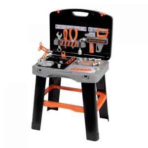 🛠️ שולחן עבודה לילדים Black+Decker כולל 25 אביזרים הכוללים 7 כלי עבודה של חברת Smoby מצרפת