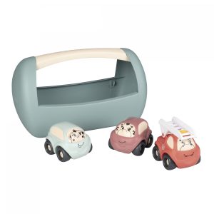 סט רכבים מעוצבים לילדים כולל קופסה לנשיאה ואחסון של חברת Smoby